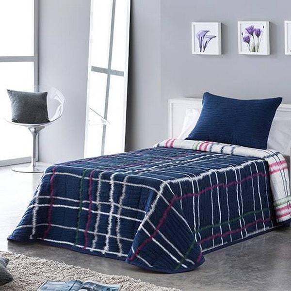 Colcha reversible en azul