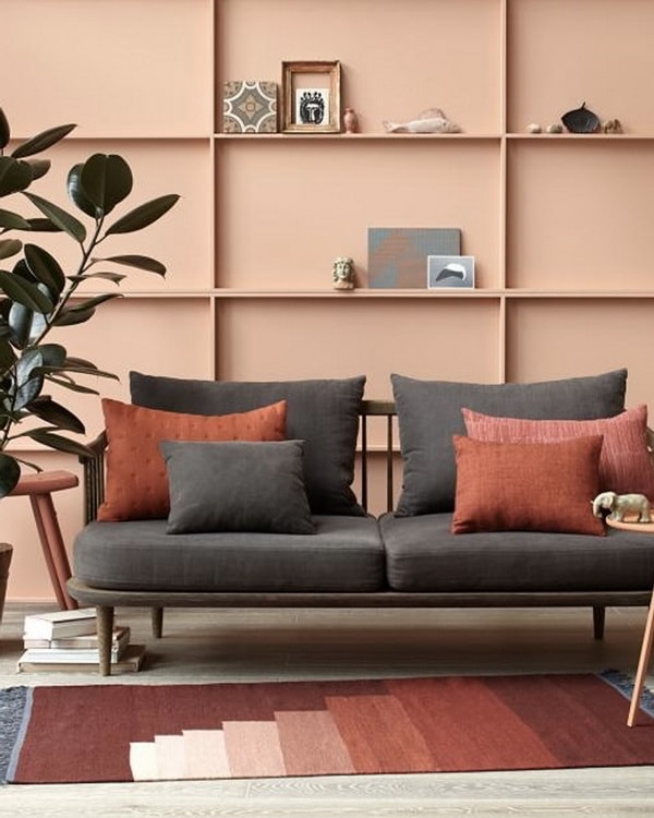 Gris y terracota para el salón