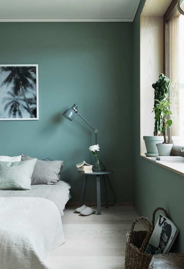 Paredes verdes en un dormitorio moderno