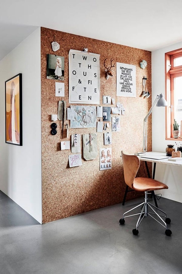 Pared de corcho en Home Working