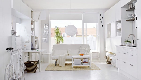 Salón pequeño en color blanco