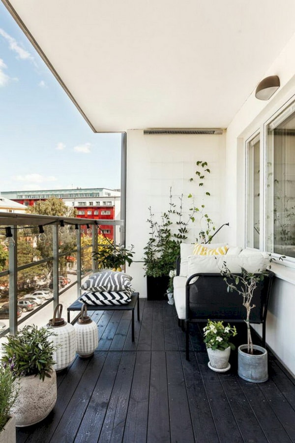 Balcones con suelos de madera