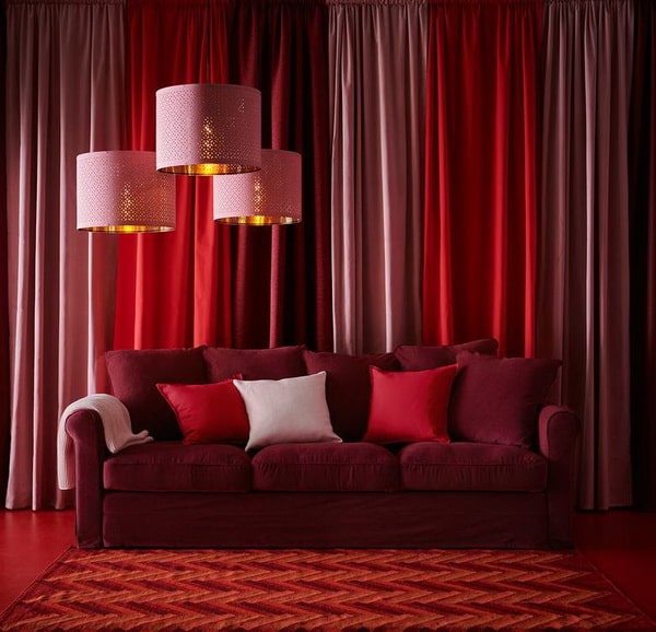 Salón Ikea en color rojo