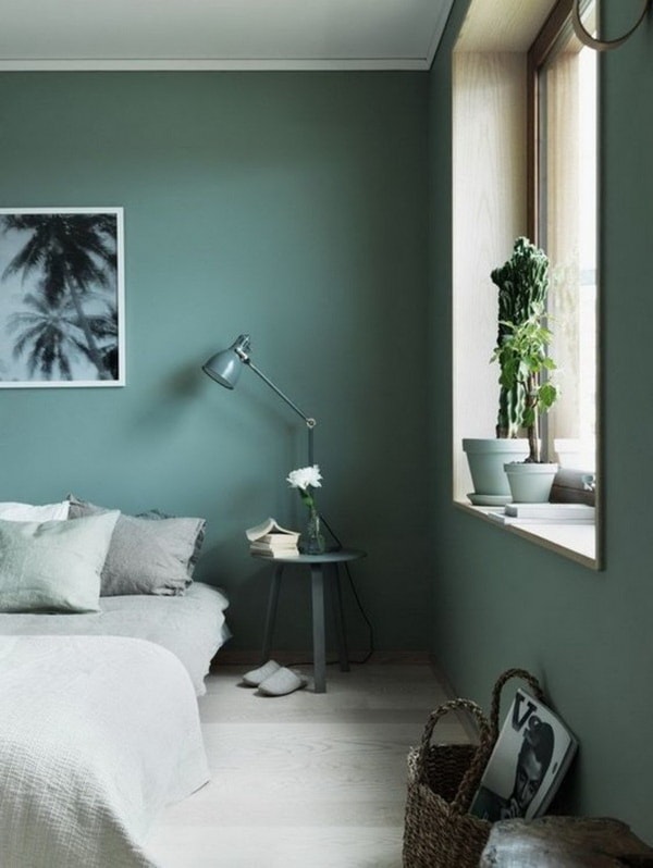 Dormitorio en color verde