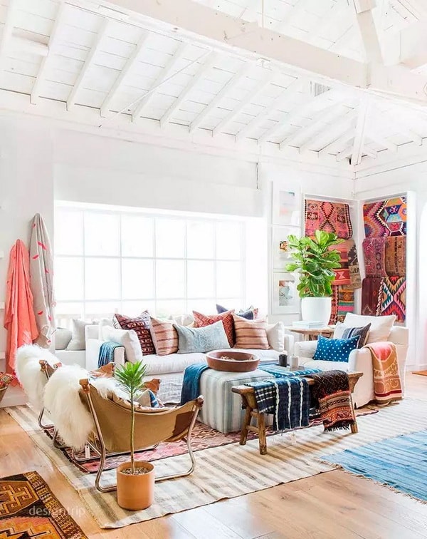 Salón estilo hippie chic