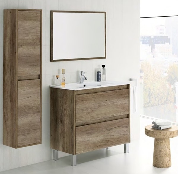 Muebles de baño en color madera natural