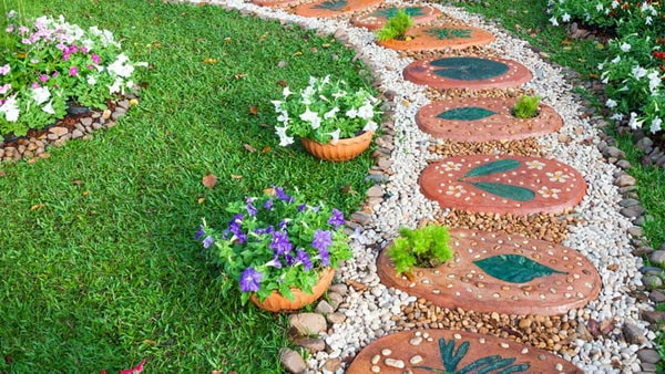 Decoración exterior con piedras Senderos de jardines con piedras