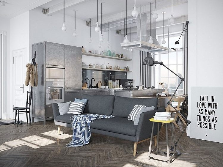 Cocinas abiertas de estilo industrial