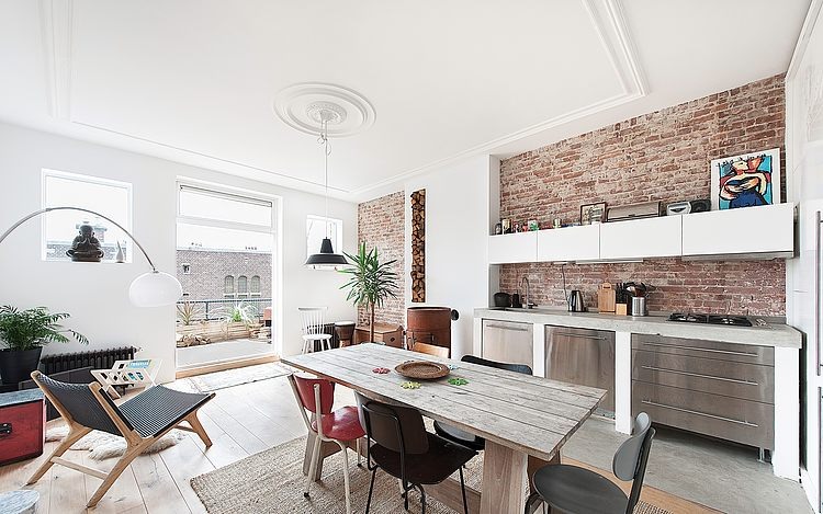 Cocinas abiertas estilo industrial