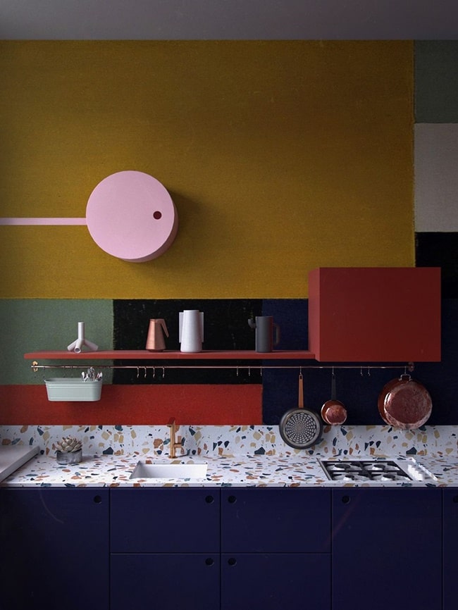 Cocina moderna con encimera de terrazo