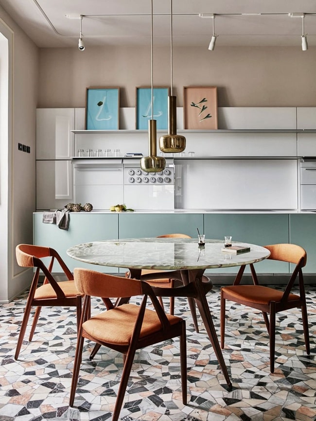 Terrazo en suelos de cocina
