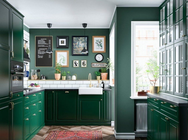Muebles de cocina en color verde