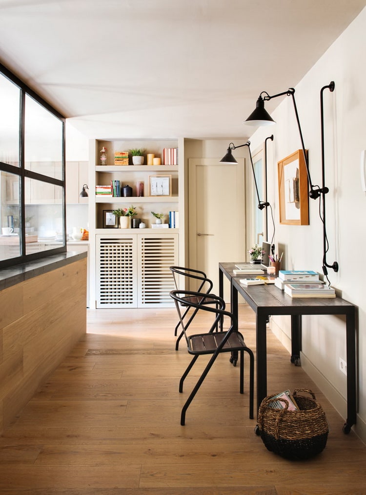 Una oficina en casa con estilo industrial
