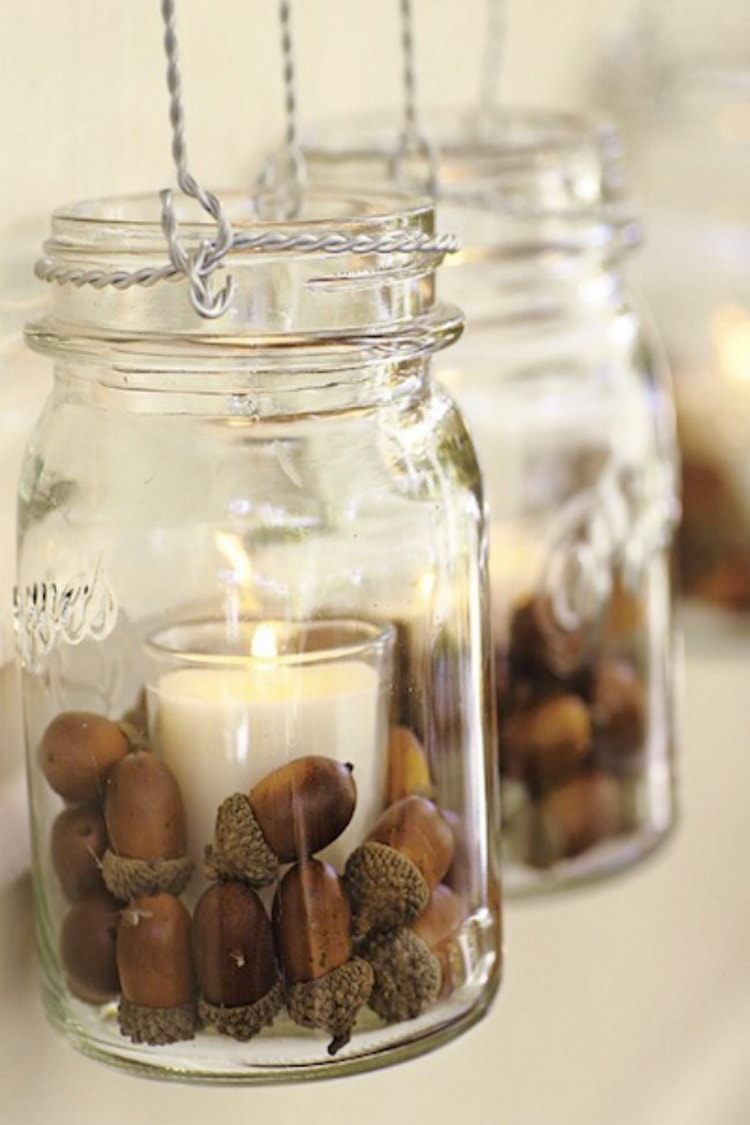 Adornos de otoño con bellotas