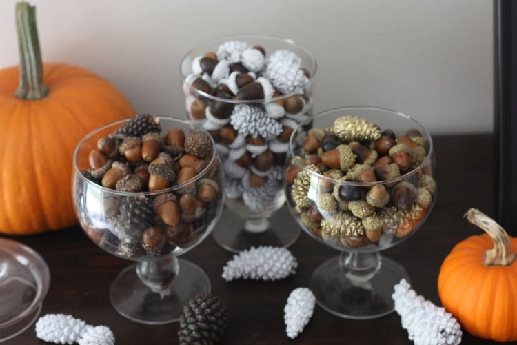 Arreglos decorativos con bellotas