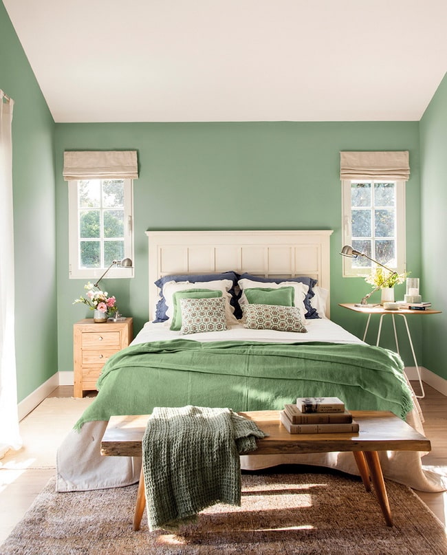 Dormitorio en verde