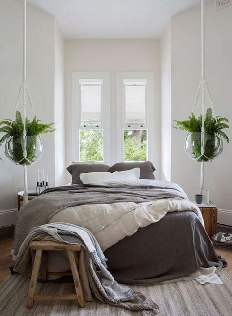 Plantas colgantes en dormitorios