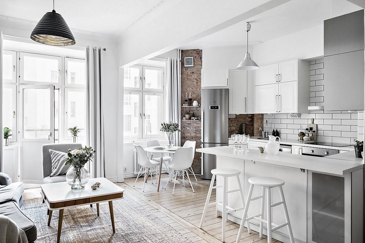 Cocina abierta de estilo nórdico