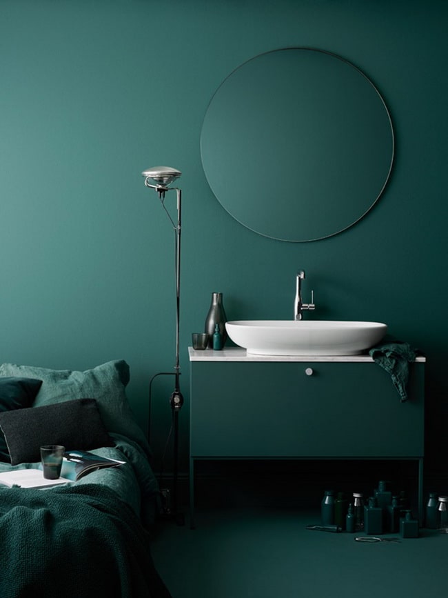 Dormitorio en color verde