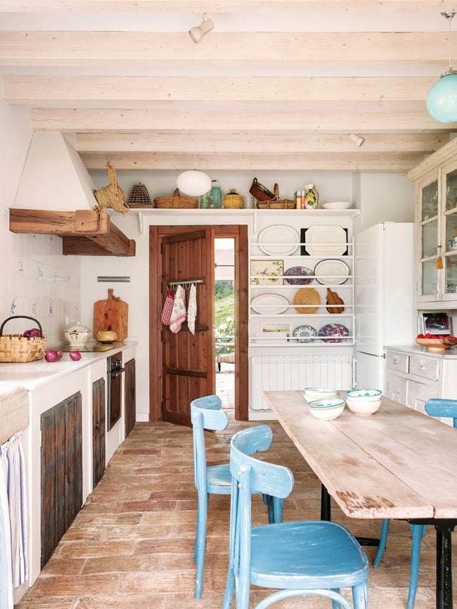 Vigas de madera a la vista en cocinas modernas