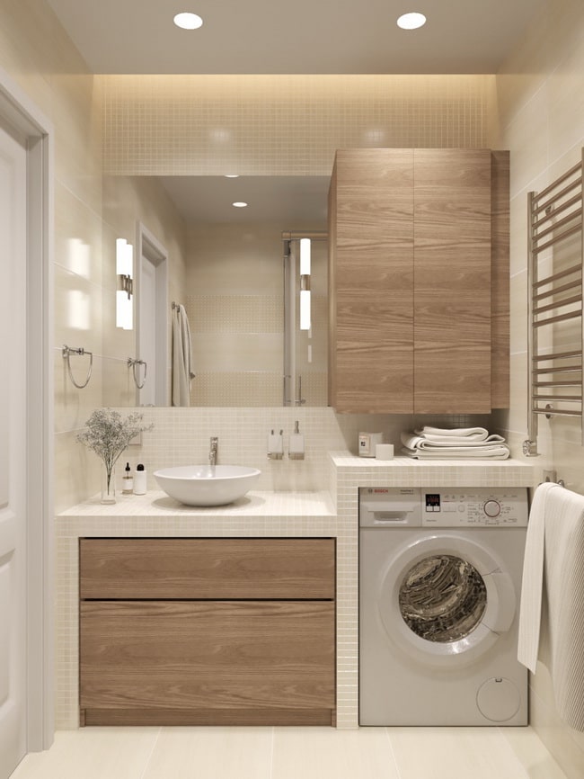 Baño con lavadora de ropa