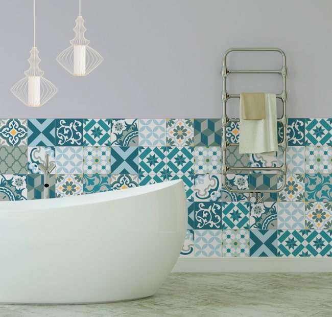 Azulejos adhesivos en color azul