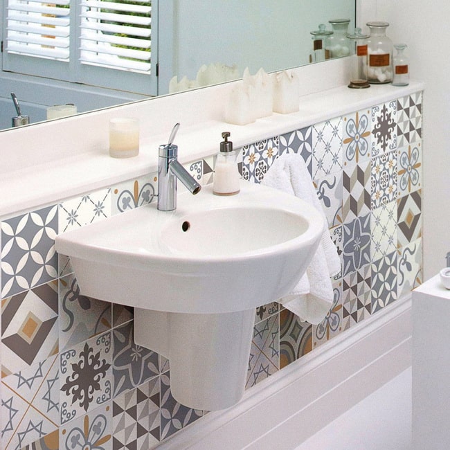 Baldosas hidráulicas adhesivas para baño