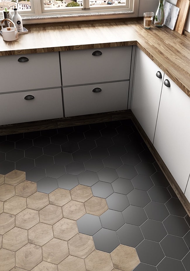 Azulejos hexagonales en cocinas