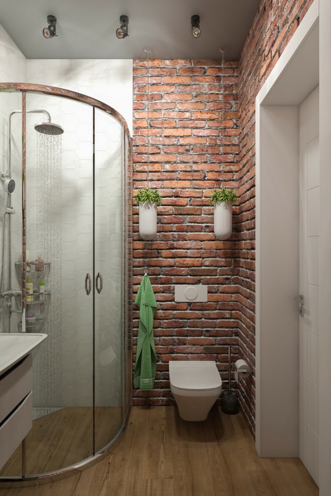 Ladrillo a la vista en baños