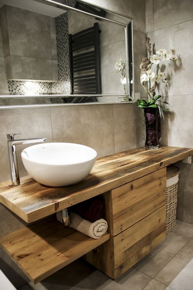 Encimeras de baño en madera natural