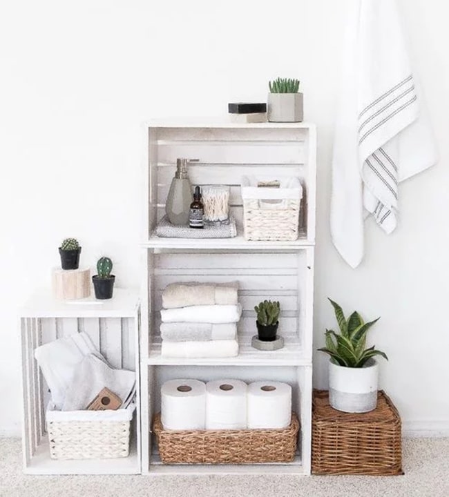Muebles de almacenaje con cajas