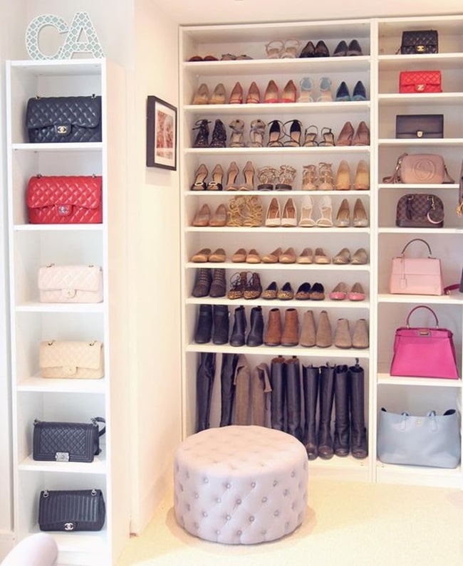 Diferentes tipos de vestidores Vestidor con espacio para zapatos y bolsos