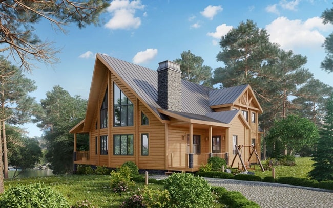 Casa de madera en el bosque