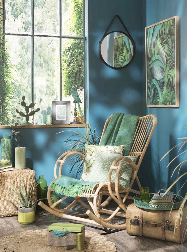 Color azul y verde en la decoración