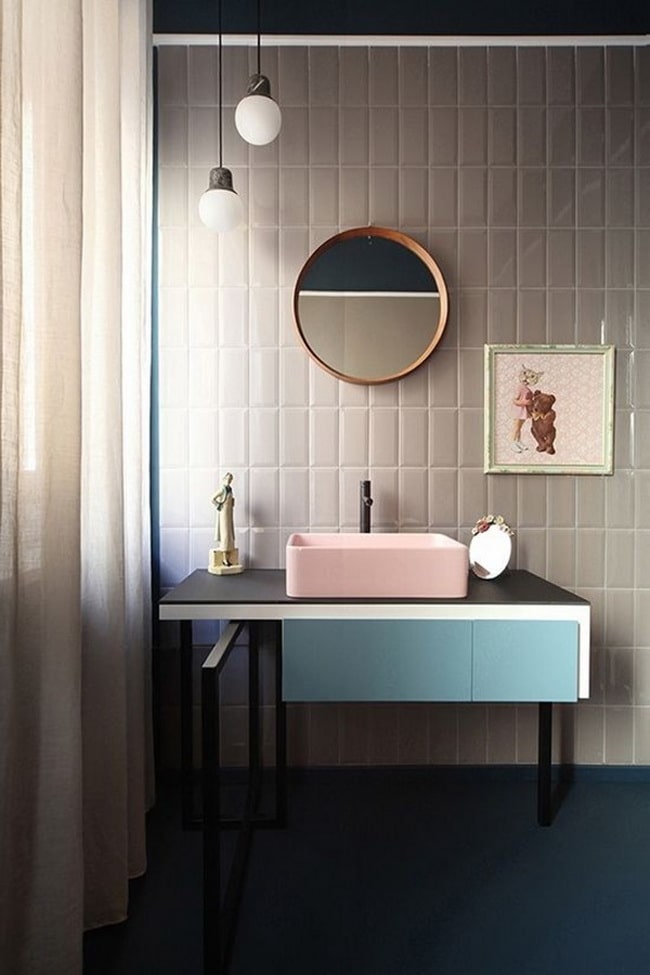 Lavabo en color rosa
