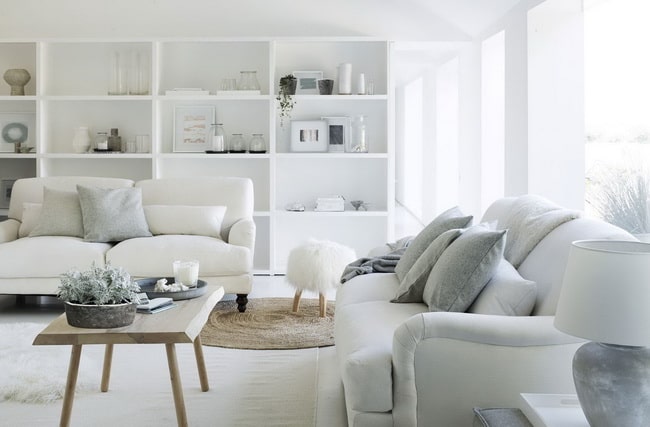 Decoración en blanco y azul