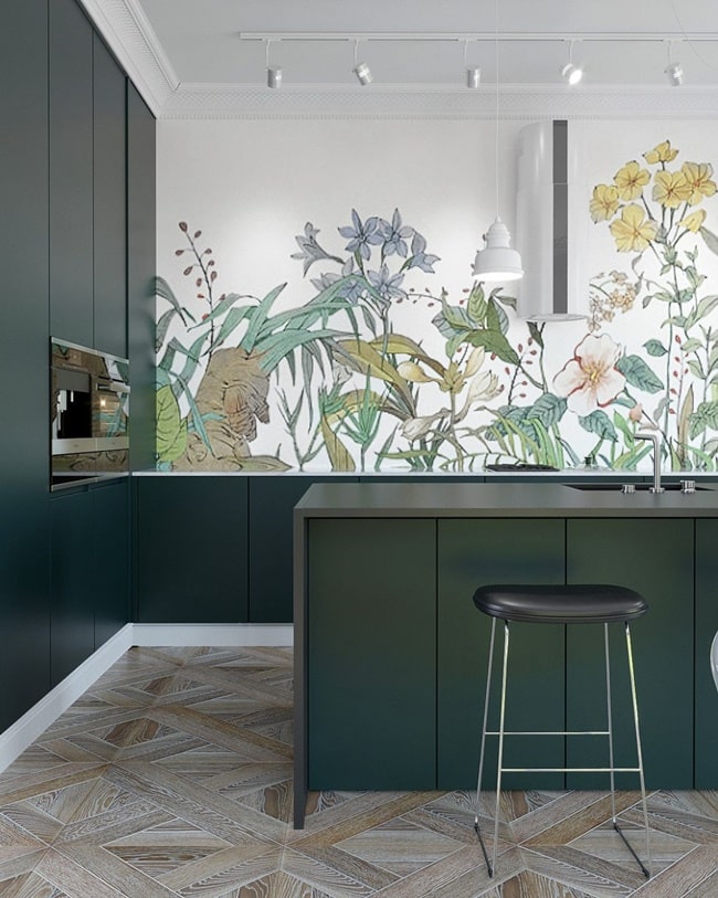 Muebles de cocina en color verde