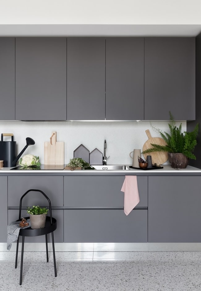 Muebles de cocina en color gris