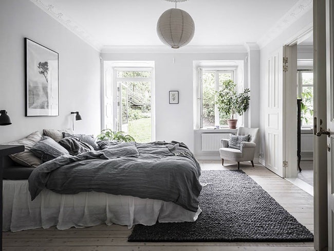Blanco y gris para el dormitorio