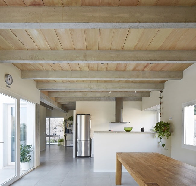 Techos con madera y hormigón