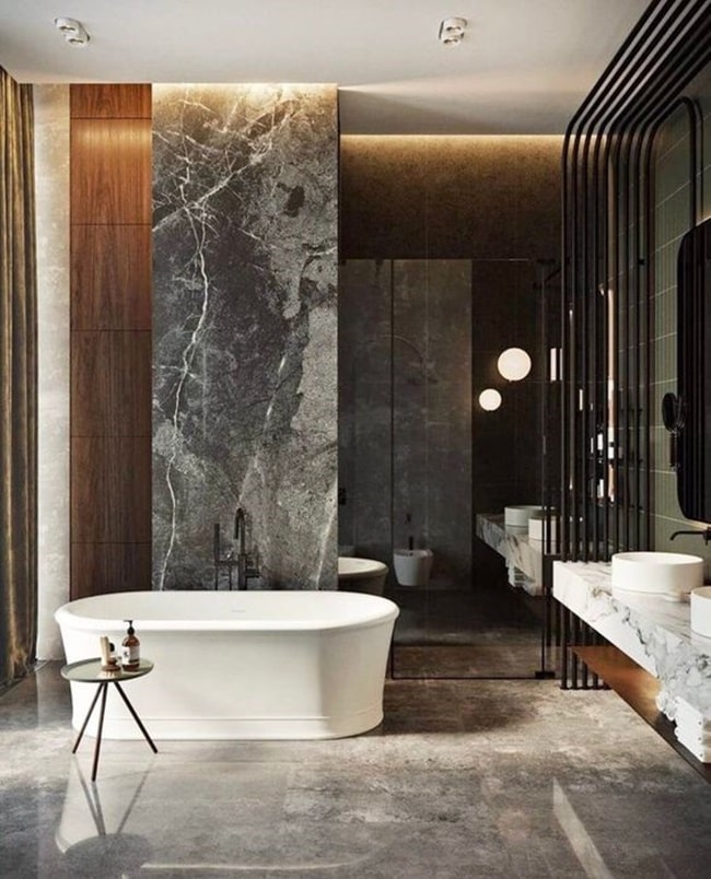 Mármol oscuro en baños