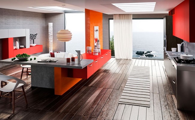 Decoración en rojo y naranja