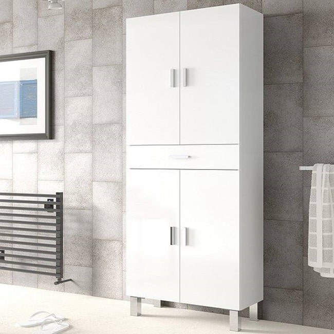 Muebles auxiliares para baño en color madera