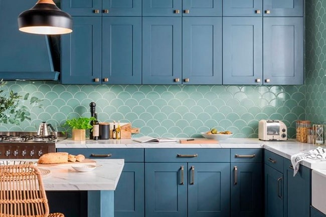 Muebles de cocina en color azul