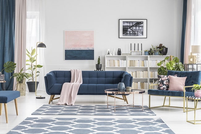 Salón en rosa y azul