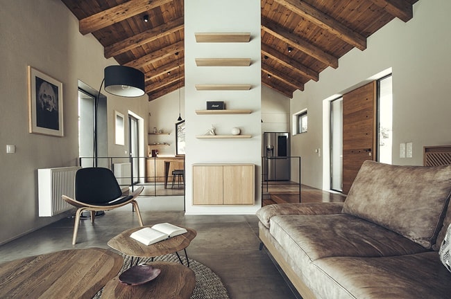 Materiales naturales en una casa de diseño