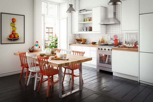 Cocina con zona de comedor