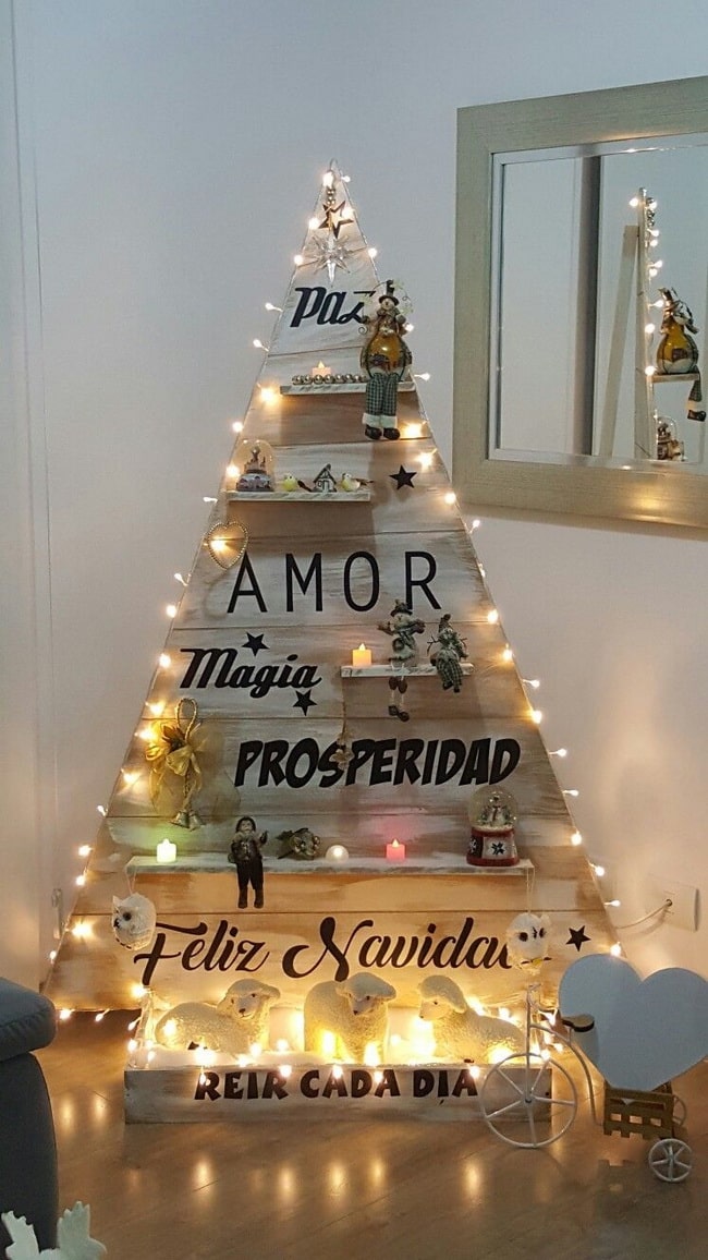 Árbol de Navidad hecho con palet