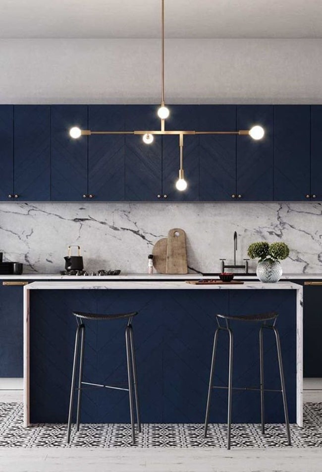 Muebles de cocina en color azul