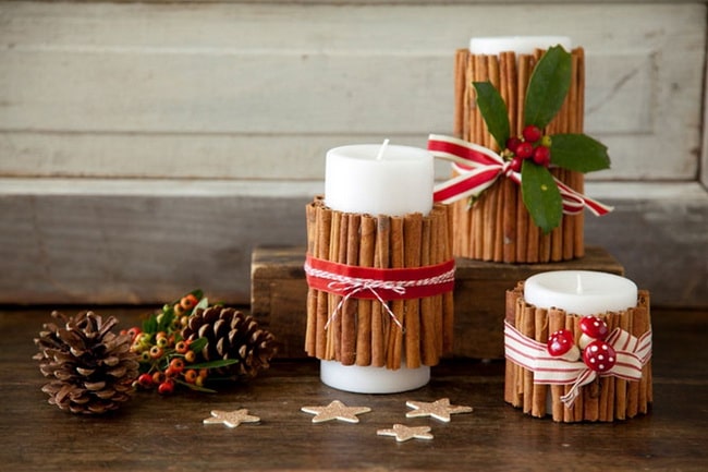 Velas navideñas con canela